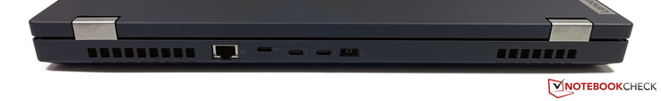 Lato Posteriore: RJ45, USB-C (3.2 Gen2, DisplayPort ALT-Mode 1.2), 2x Thunderbolt 3 (USB-C 3.2 Gen2, DisplayPort ALT-Mode 1.4), alimentazione