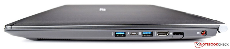 Right: 1x USB 3.0, 1x USB 3.0 Type-C Gen.2 (Thunderbolt), 1x USB 3.0, HDMI, RJ45, power