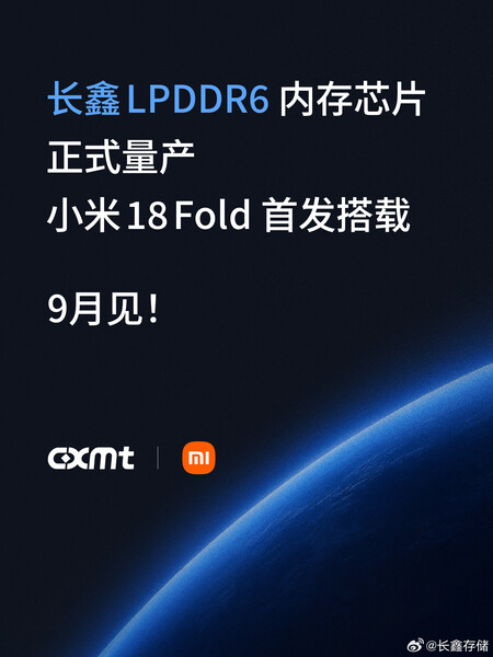 CXMT conferma che lo Xiaomi 18 Fold utilizzerà la memoria LPDDR6