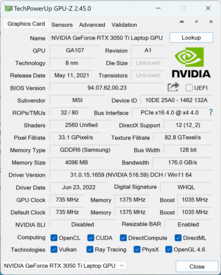 GPU-Z Nvidia GeForce RTX 3050 Ti