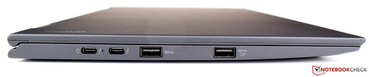 Lato Sinistro: 2x USB 3.1 Type-C Gen2 (Thunderbolt), 2x USB 3.0 (1x always on)