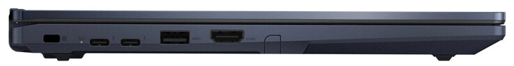 A sinistra: porta di blocco del cavo, 2x Thunderbolt 4 (USB-C; PowerDelivery, DisplayPort), USB 3.2 Gen 1 (Tipo A), HDMI, slot per penna digitale