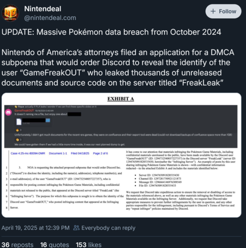 Post di Nintendeal Bluesky sul mandato di comparizione di Nintendo Teraleak (Fonte immagine: screenshot, account Nintendeal Bluesky)
