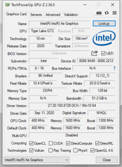 GPU-Z Iris Xe Graphics