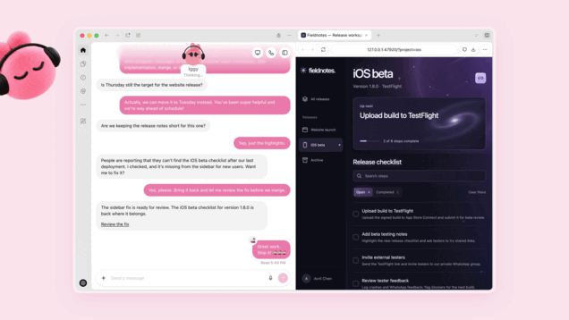 Un Dot segue un rilascio software, risolve un problema e invia il risultato per la revisione prima che venga integrato.