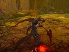 Il deuteragonista di Ninja Gaiden 4, Yakumo, brandisce la sua nuova arma concessa dal DLC Two Masters: una falce trasformabile a doppio taglio, accessibile senza soluzione di continuità a metà combo insieme alle altre cinque armi da mischia del suo arsenale.