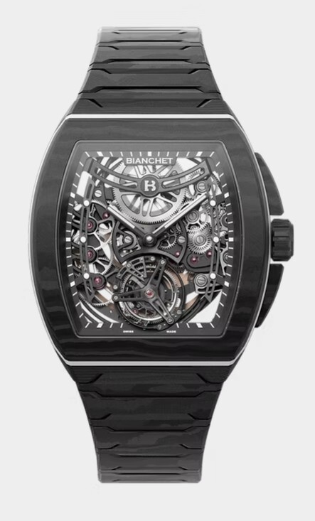 Bianchet B 1.618 UltraFino Carbon con intricato movimento tourbillon e cassa monoblocco in carbonio (Fonte: Sito ufficiale Bianchet)