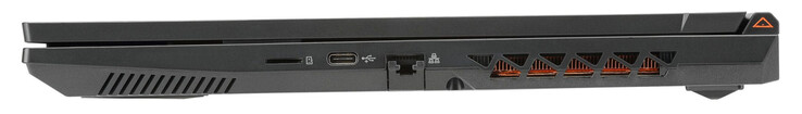 A destra: Lettore di schede MicroSD, USB 3.2 Gen 2 (USB-C), Gigabit Ethernet