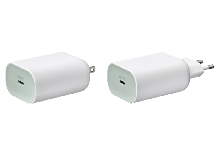 Le versioni USA (a sinistra) e UE (a destra) del caricatore USB a 1 porta Sjöss 65W di IKEA. (Fonte: IKEA)