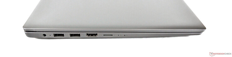 Lato destro: alimentazione, due porte USB 3.1 Type-A, uscita HDMI 1.4, lettore di schede microSD