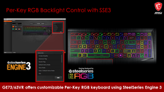 La retroilluminazione RGB per singolo tasto può essere completamente personalizzata e salvata per giochi specifici. (Fonte immagine: MSI)