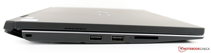 Lato Sinistro: Kensington lock, 2x USB 2.0 Type-A, lettore schede SD card