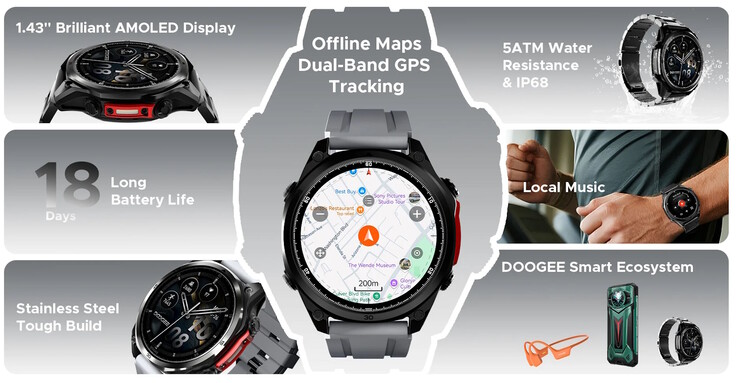 Lo smartwatch vanta un'ampia gamma di funzioni (Fonte: Doogee)
