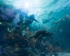 Esplorazione subacquea di GTA 6 con personaggi in attrezzatura da sub e fauna selvatica. (Fonte: Rockstar)