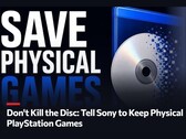 Un'immagine promozionale relativa alla petizione “Don't Kill The Disc” a sostegno dei giochi fisici per PlayStation 