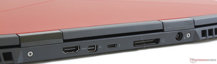 Retro: HDMI 2.0, mini-DisplayPort 1.3, Thunderbolt 3, porta Alienware Graphics Amplifier, alimentatore AC