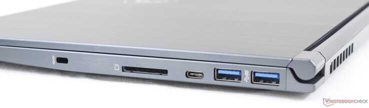 Lato destro: Kensington Lock, lettore SD, USB Type-C 3.2 Gen. 1, 2x USB 3.2 Gen. 1