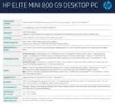 HP Elite Mini 800 G9 - Specifiche. (Fonte di immagine: HP)