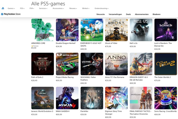 Prezzi del PlayStation Store olandese (Fonte immagine: screenshot, Sony PlayStation)