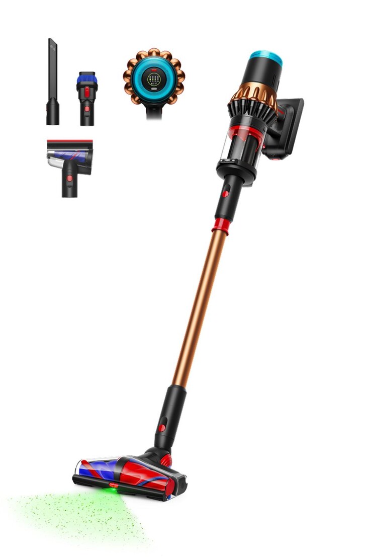 L'aspirapolvere senza fili Dyson V16 Piston Animal e i suoi accessori. (Fonte: Dyson)