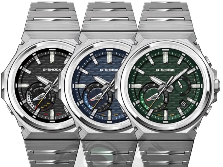 Da sinistra a destra: gli orologi Casio G-Shock GSTB1000D-1A, GSTB1000D-2A e GSTB1000D-3A. (Fonte: Casio)