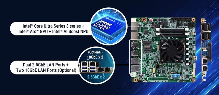 La scheda madre Mini ITX di Aaeon, basata su Intel Panther Lake, può essere dotata di un massimo di 4 porte Ethernet.