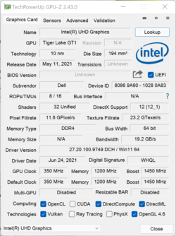 GPU-Z Intel UHD Xe (32 UE)