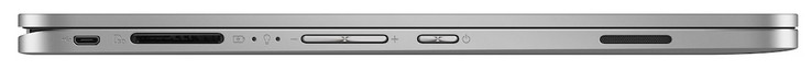 sinistra: USB 2.0 (Micro USB), SD card reader, controllo volume, accensione, cassa