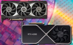 La scheda RX 7900 XT potrebbe superare la RTX 4090 grazie alla sua nuova microarchitettura. (Fonte immagine: AMD (6900 XT)/Nvidia (RTX 3090)/Unsplash - modificato)