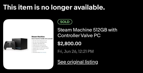 Una Steam Machine venduta su eBay. 