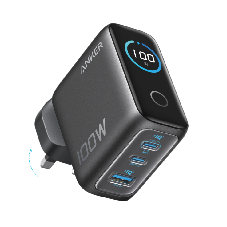 Il caricabatterie Anker (100W, 3 porte, Smart Display). (Fonte immagine: Anker)