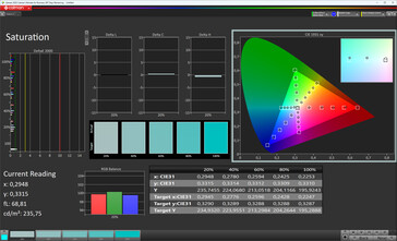 Saturazione del colore (schema colore originale, temperatura colore standard, spazio colore target sRGB)