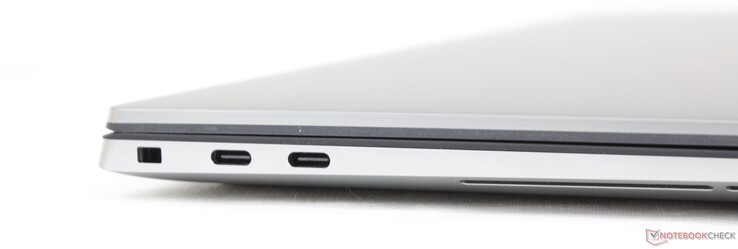 A sinistra: Noble Lock, 2 porte USB 3.2 Gen 2 Type-C con Thunderbolt 4, Power Delivery e DisplayPort