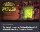 World of Warcraft: Burning Crusade Classic screenshot della data di uscita (Fonte: Nonbread su Reddit)