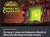 World of Warcraft: Burning Crusade Classic screenshot della data di uscita (Fonte: Nonbread su Reddit)