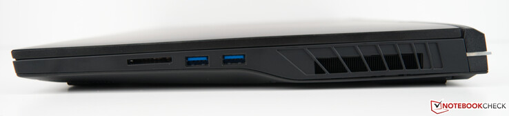 A destra: Lettore di schede (SD/SDHC/SDXC), 2x USB-A 3.2 Gen 1