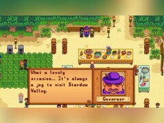 Il Governatore fa la sua apparizione annuale al Luau di Stardew Valley, uno dei tanti festival stagionali che riuniscono la comunità nell'amato simulatore agricolo indie. (Fonte: Stardew Valley via Steam)