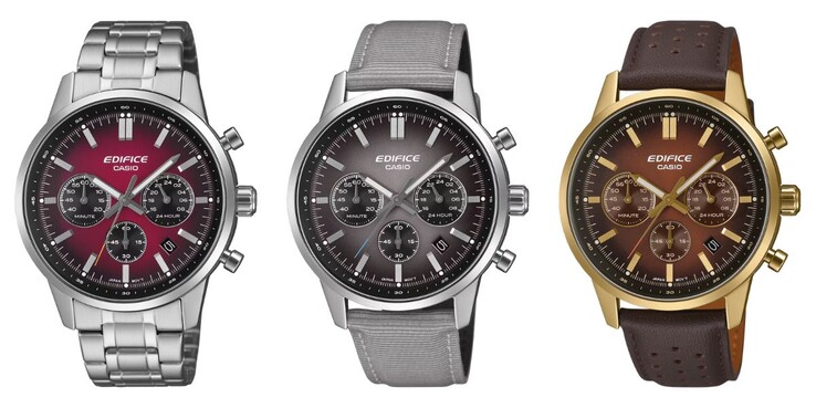 Da sinistra a destra: gli orologi Casio Edifice EFR-575D-4A, EFR-575C-8A e EFR-575CL-5A
