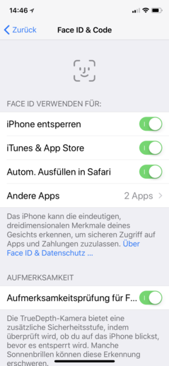 Settaggi Face ID