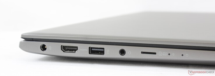 A sinistra: alimentazione, HDMI, USB-A 2.0, 3.5 mm combo audio, lettore MicroSD