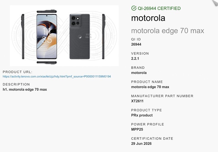 Il Motorola Edge 70 Max supporta i caricabatterie magnetici Qi2.