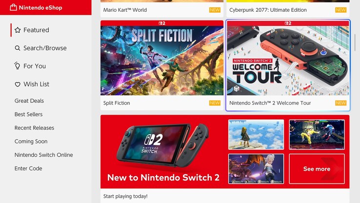 I cambiamenti dell'eShop Nintendo promossi prima dell'uscita di Switch 2 (Fonte: Nintendo of America con modifiche)