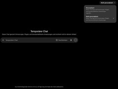 Aprire il menu in una chat temporanea di ChatGPT che mostri le opzioni «Personalizzato» e «Non personalizzato»