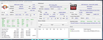 Riassunto delle informazioni HW di AMD Ryzen 5 7520U