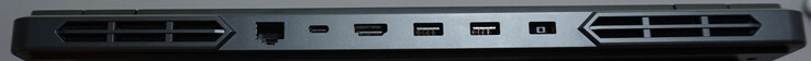 Porte sul retro: Porta LAN (1 Gbit/s, USB-C (10 Gbit/s, DP, ricarica 140W), HDMI 2.1, 2x USB-A (5 Gbit/s), porta di alimentazione