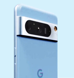 Il Pixel 8 Pro nella presunta colorazione blu. (Fonte immagine: @EZ8622647227573 - modificato)