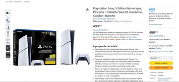 La PS5 Digital Edition con 825 GB è disponibile su Amazon Francia. (Fonte immagine: Amazon)