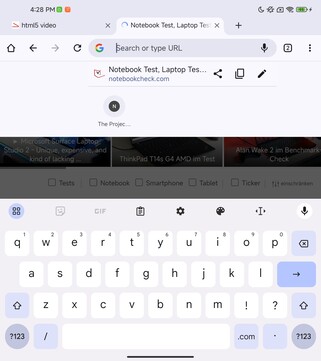 Tastiera sul display interno, modalità verticale (Google Gboard)
