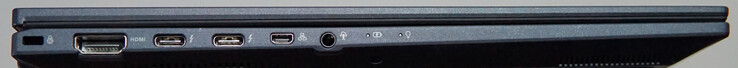 Porte a sinistra: Blocco Kensington, HDMI, 2x Thunderbolt 4, mini LAN gigabit, cuffie
