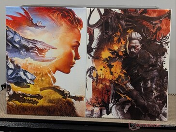 Horizon Zero Dawn (di Ilya Golitsyn) e Witcher 3 (di Grzegorz Domaradzki) opere d'arte su tela.